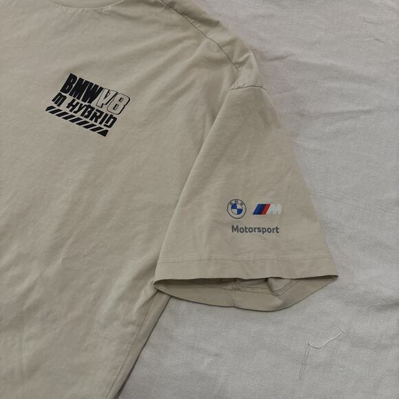 Puma BMW Motorsport vintage t-shirt in tan and black size XL - Picture 2 of 5